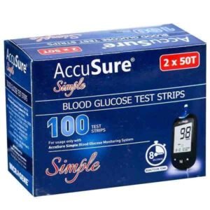 100 STRIPS FOR ACCUSURE SIMPLE BLOOD GLUCOSE MONITOR