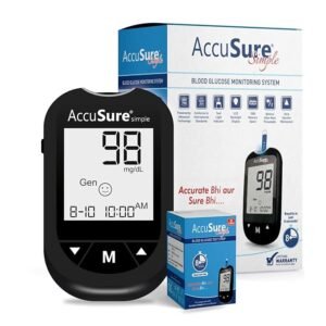 25 Strips AccuSure Simple Blood Glucometer Machine